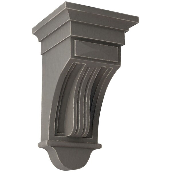 Ekena Millwork 6 1/2"W x 6 1/2"D x 12"H Raised Fluting Wood Vintage Decor Corbel, Reclaimed Grey CORWD06X06X12RAGY - main